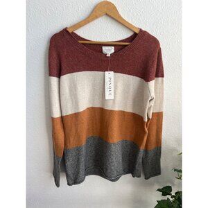 NWT Stitch Fix pullover cotton stretchy color-block sweater size LARGE